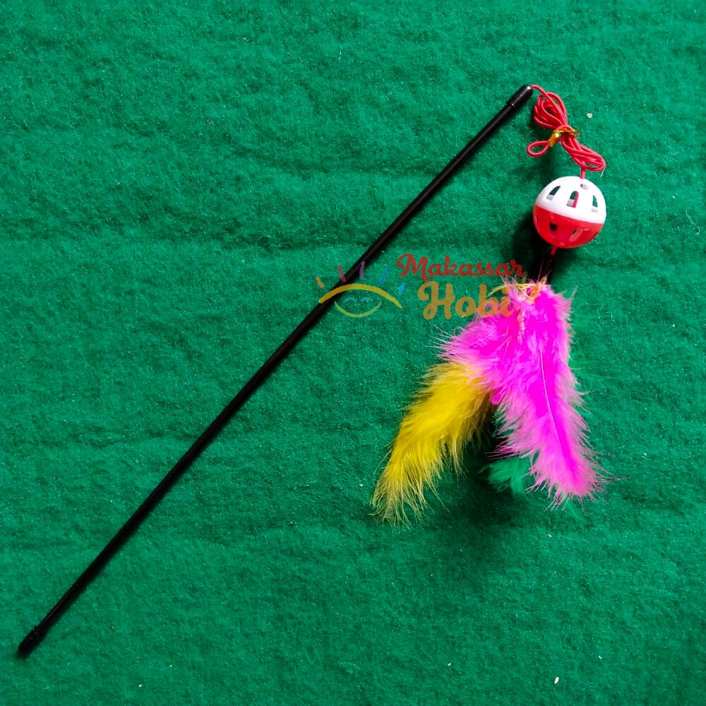 Stik Pancing Bola Bulu Mainan Kucing Anjing Pet Toys Cat Tongkat Warna