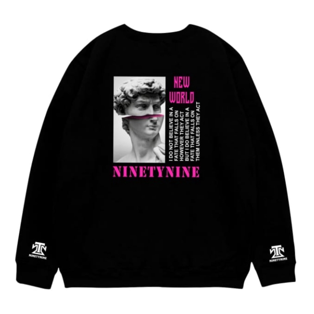 Jaket Sweater Crewneck NINETYNINE SERIES COZY – Black Edition Fashion Trendy Casual Pria Good Brand