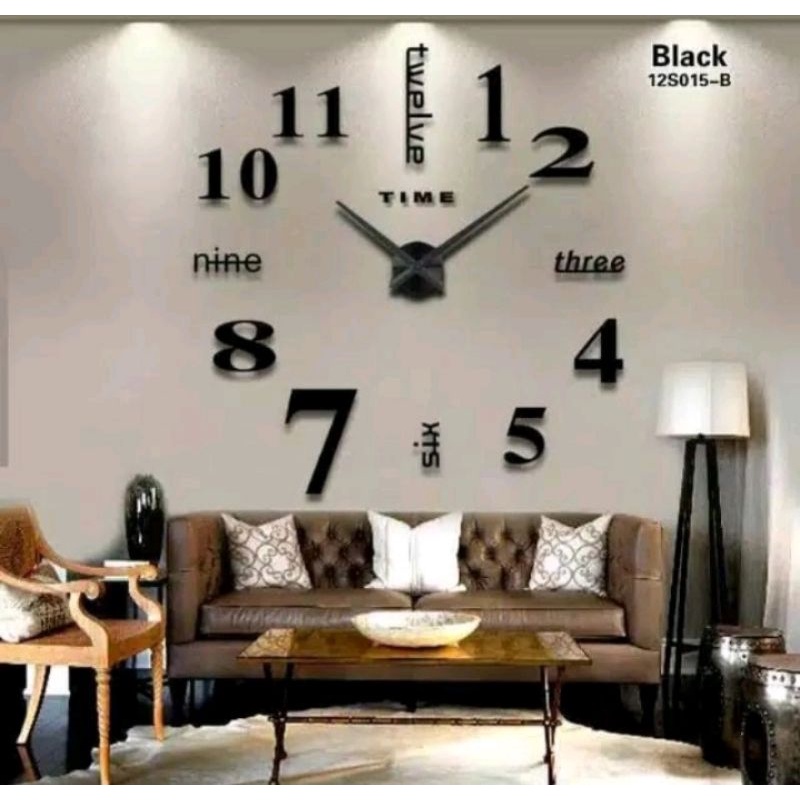 JAM DINDING JUMBO 150cm  JAM UNIK JAM DINDING 100% JUMBO JAM UNIK JAM DINDING 3D JAM DINDING TIDAK BERDETAK-BLACK STYLE