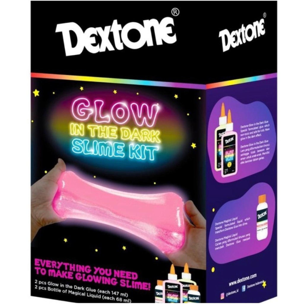 Dextone Slime Kit Set GITD Glow Metallic slime anti gagal