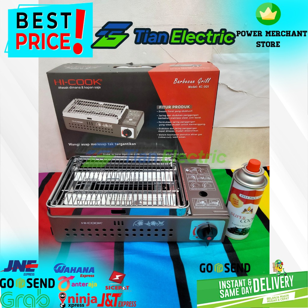 HI-COOK KC-301 Barbecue Grill + 1 Gas Buttane