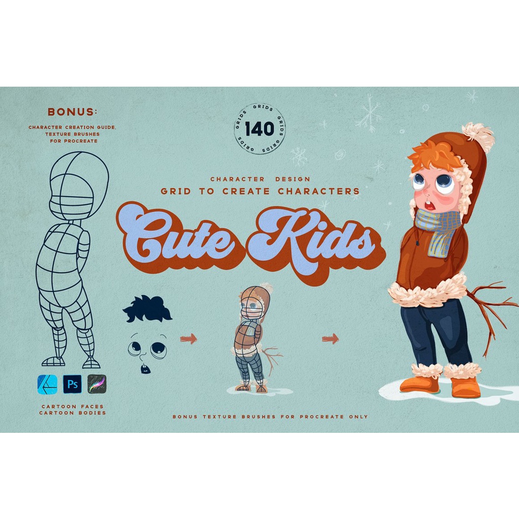 Procreate Brush - Cute Kids Grids for Procreate