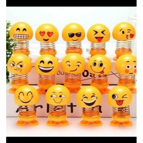 Pajangan Hiasan Mobil Dan Motor Dashboard Smile Emoji Boneka Per Goyang Lucu Murah