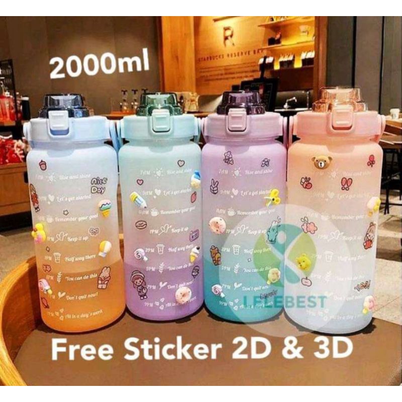 Botol minum 2 liter jumbo/Botol stiker 2 liter/botol viral 2liter/botol 2 liter/BOTOL MINUM JUMBO 2 LITER