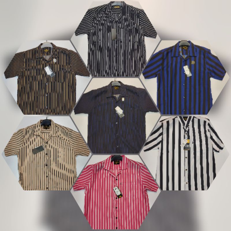 Kemeja Pria Strip Garis premium satin