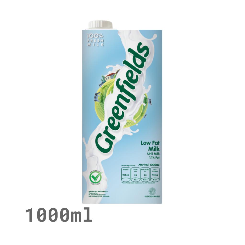 greenfields susu uht low fat milk 1000 ml