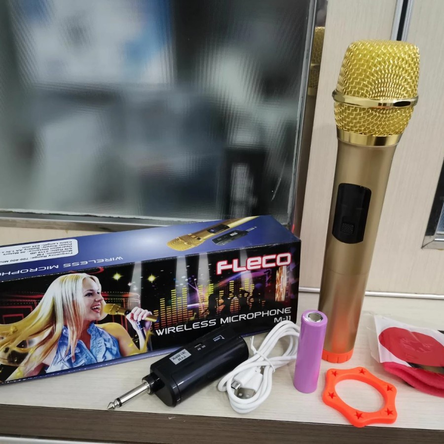 COD Microphone Wireless single terbaru Fleco M-11 mic wireless single//Mic Karaoke//Mic wireless//Mic Salon Aktif