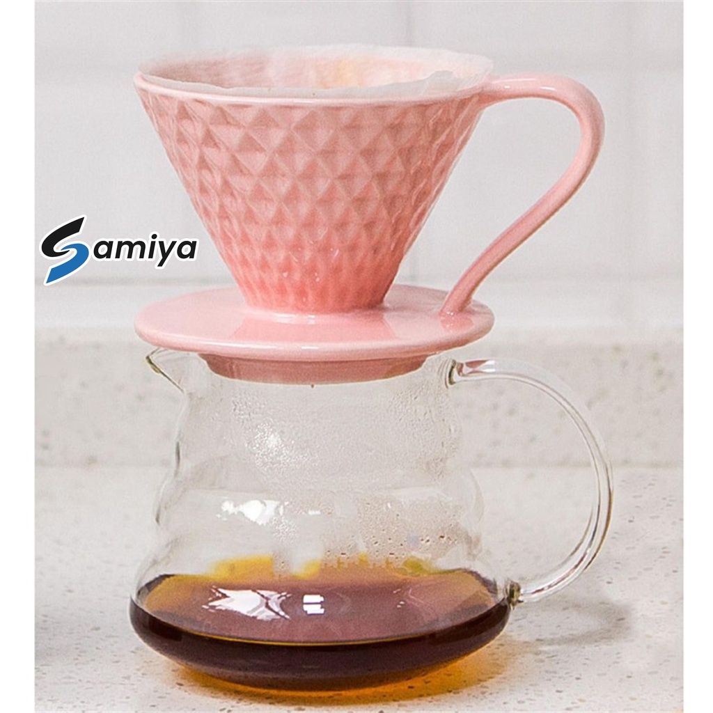 coffee dripper ceramic diamond V60 / dripper keramik v60 ukuran 01 dan 02