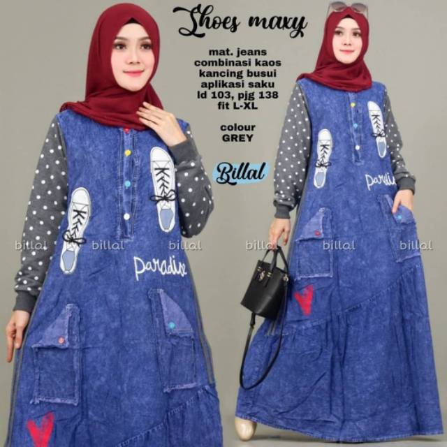 Maxy dress maxi shoes jeans jean harmony duvency davency polkadot kameela sakila tazkia alisya