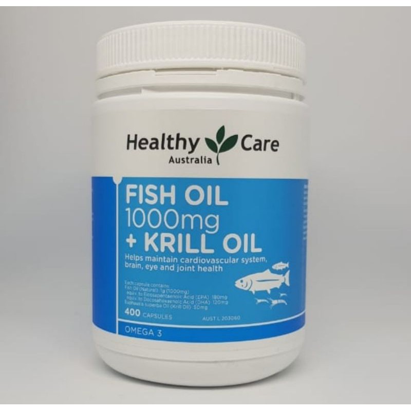Minyak ikan Fish Krill Oil 1000mg isi 400 Healthy Care Australia Vitamin Ibu Hamil Kolestrol Jantung