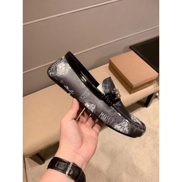 sepatu loafer vers4ce pria slip on cowok mirror men shoes top moccasin