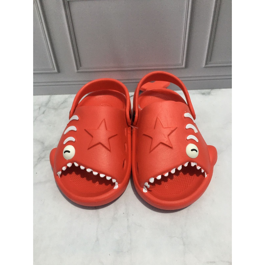 DX-371E Sandal Anak Selop Tali belakang Motif Ikan Paus Baby Shark Merek Dulux Ukuran 20-25