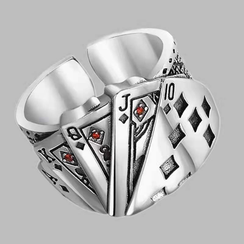 Cincin Adjustable Bentuk Kotak Bahan Stainless Steel Untuk Pria Dan Wanita