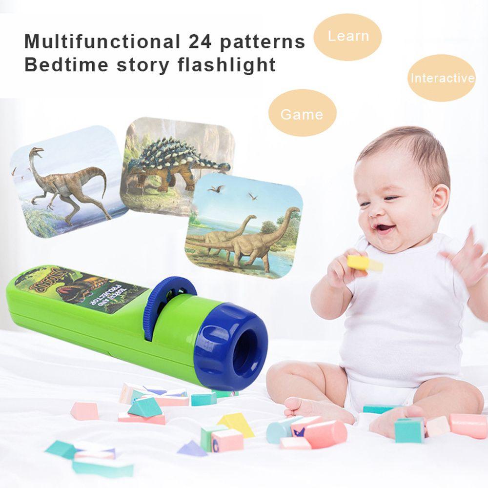 Lanfy Senter Proyeksi Mainan Senter Dinosaurus Lucu Edukasi Dini Luminous Film Laser Proyeksi Torch Mainan Puzzle