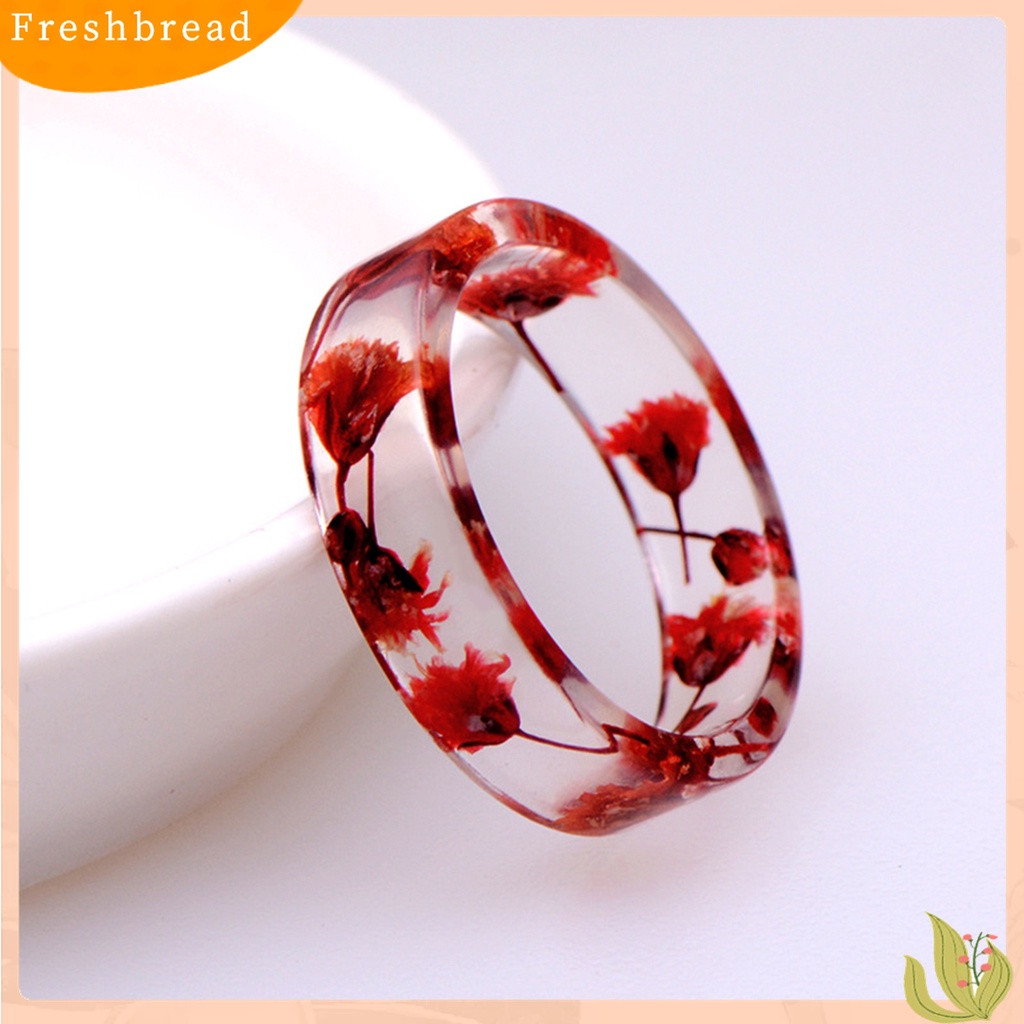 [TERLARIS]Women Retro Handmade Transparent Resin Dried Flower Ring for Anniversary Dating