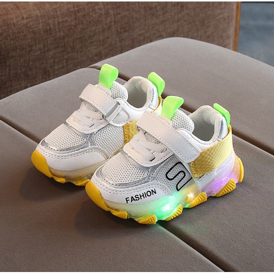 Bridgestore - Sepatu Sneakers LED Anak Laki-laki &amp; Perempuan Motif 015 Import