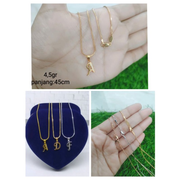 KALUNG PERAK ASLI SILVER 925 LAPIS EMAS/KALUNG KASANDRA FLEXY+LIONTIN HURUF LATIN MP 1 BRS/ASLI SILVER/FASHION WANITA