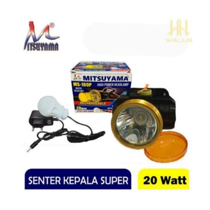 Senter Kepala Mitsuyama 20 Watt Headlamp MS169P MS-169P Bonus Lampu