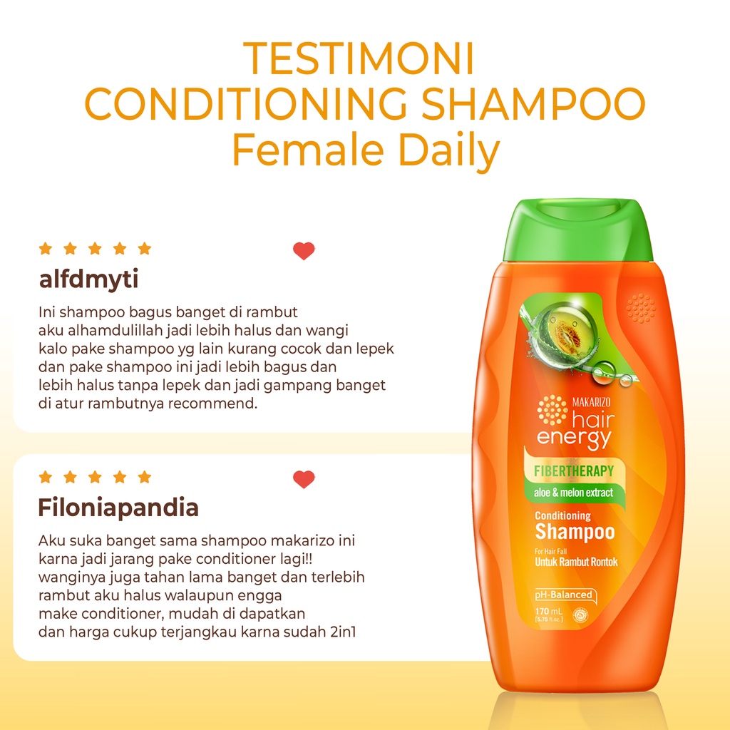 Makarizo Hair Energy Fibertherapy  Conditioning Shampoo Aloe & Melon 170 mL / Shampo Kondisioner-5