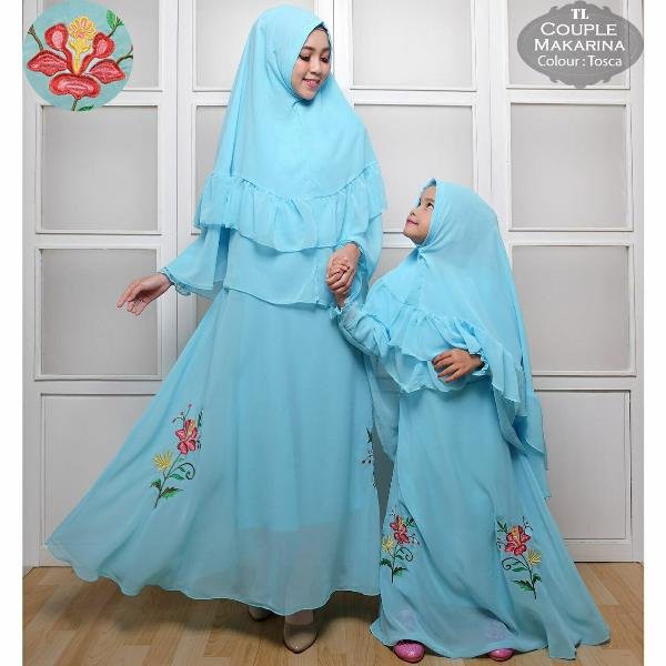 top Tk Cp Mom Kids Makarina couple ibu anak perempuan gaun pesta hijab baju muslim gamis syari hitam