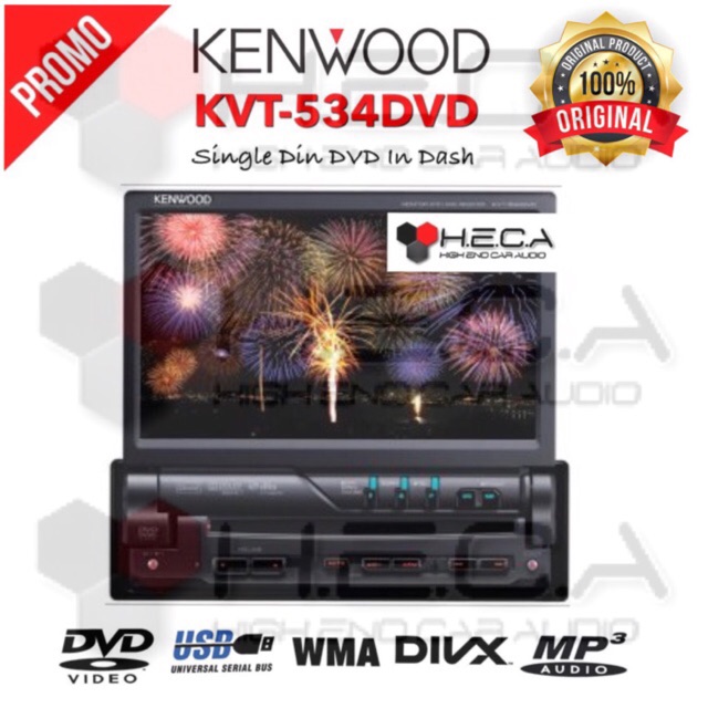 Kenwood KVT-534DVD Head Unit Single Din KVT 534DVD DVD In Dash KVT 534 DVD Tape Mobil Audio