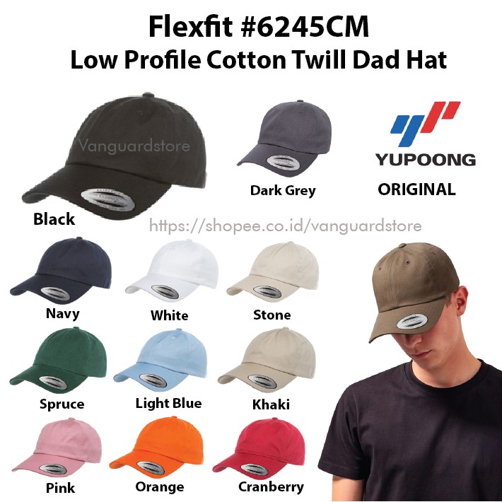 Topi Flexfit Low Profile Cotton Twill Dad Hat 6245CM Yupoong ORIGINAL [ Multi COlour ]