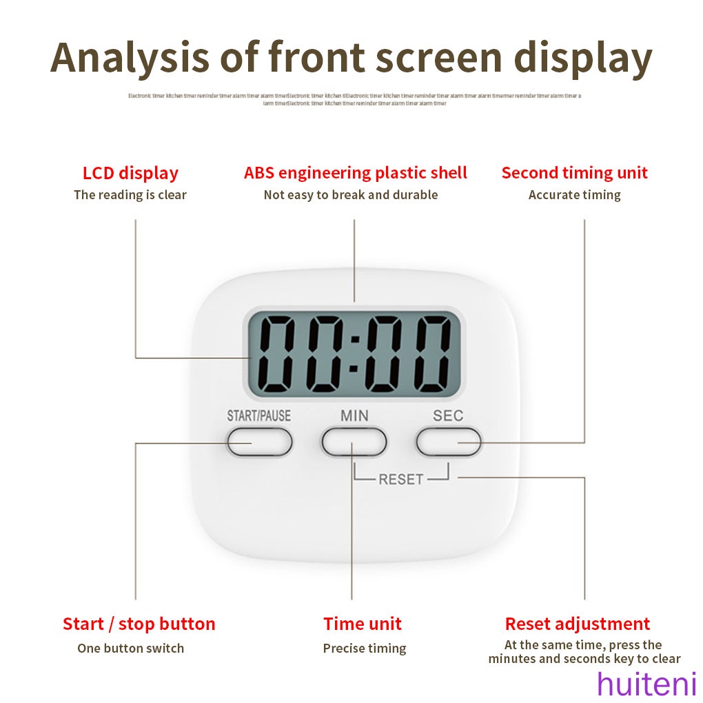 (Huite) Timer Digital Hitung Mundur Dengan Layar Lcd Untuk Dapur / Rumah / Lab