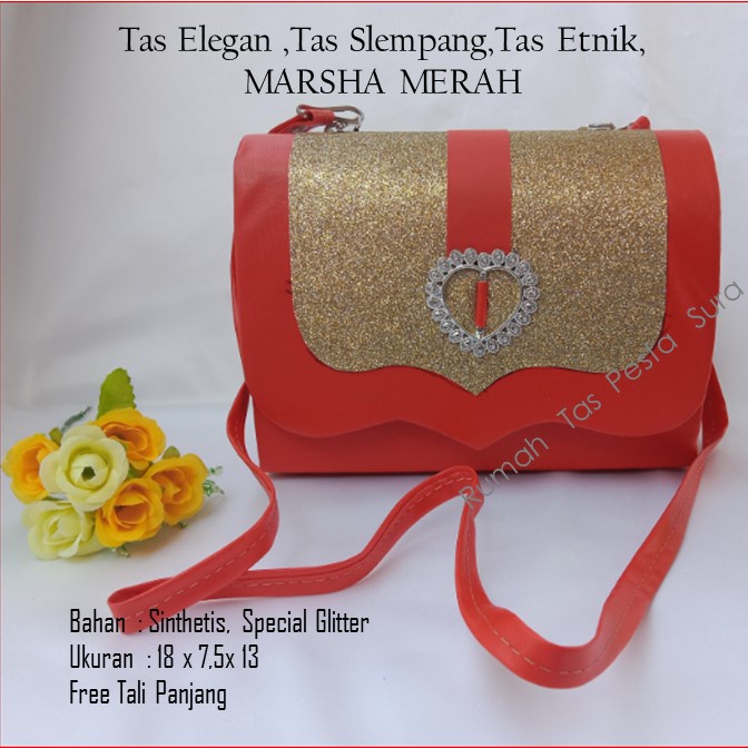 Tas Elegan ,Tas Slempang,Tas Etnik,MARSHA MERAH