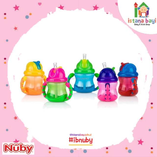 Nuby Grip Flip N Sip Straw - Botol Minum Anak