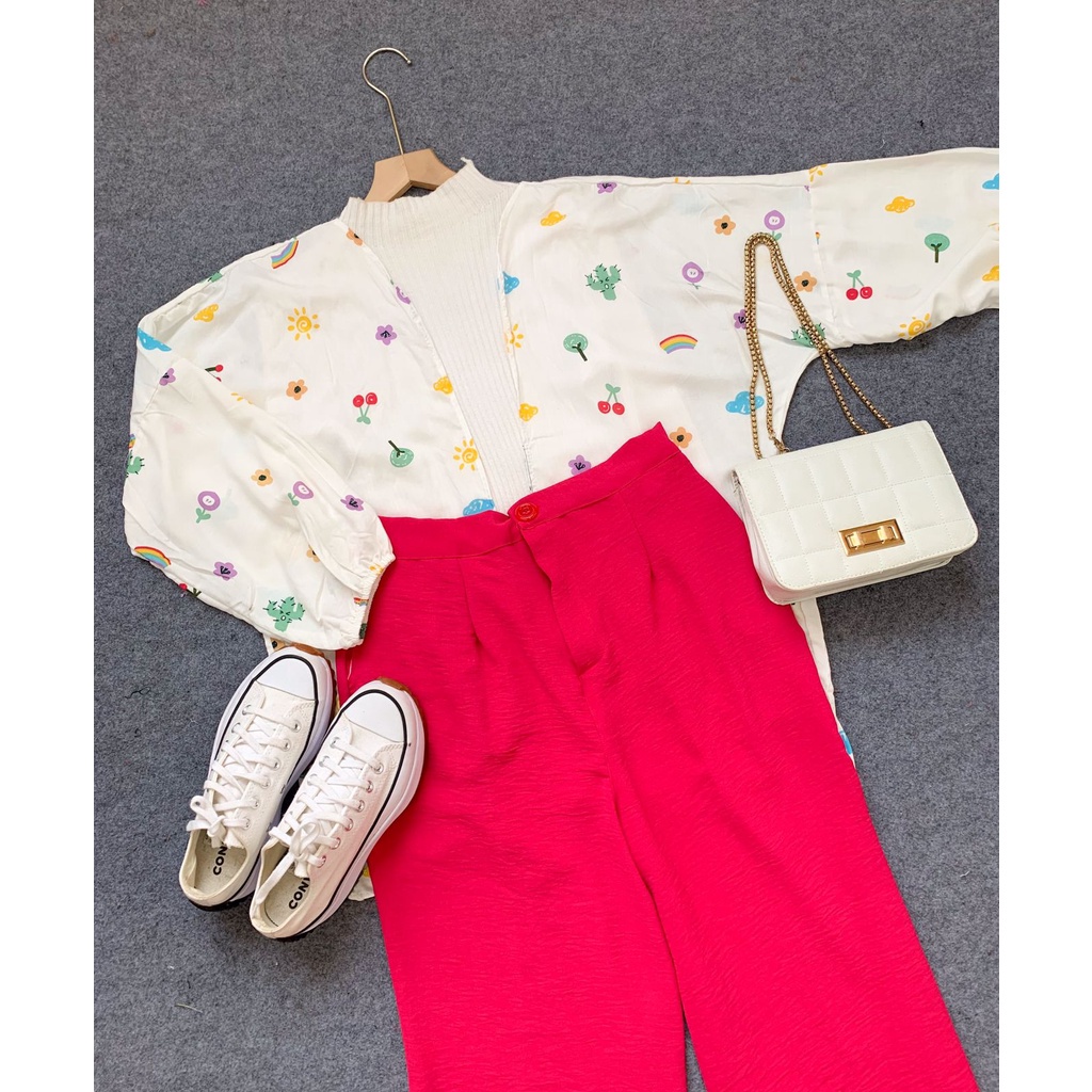 SETELAN KIYOWO OUTER DAN CELANA KULOT CRINCLE / SETELAN OUTFIT OOTD CASUAL / SETELAN BAJU WANITA TER