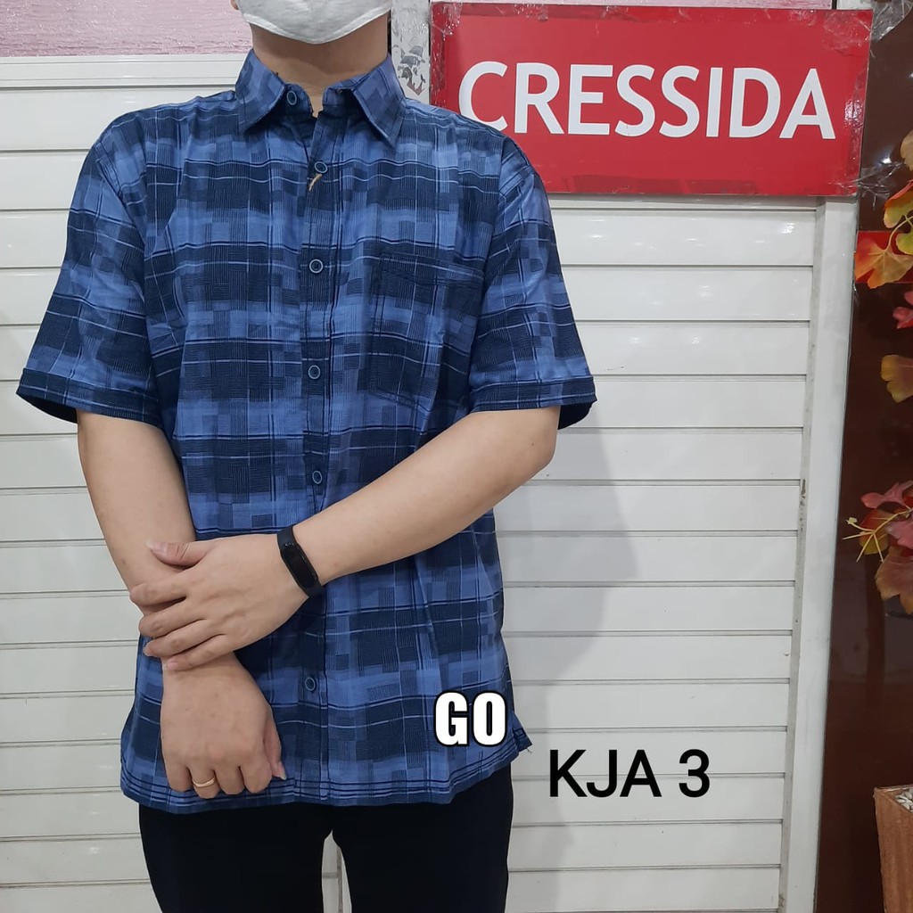 bb KJA CRESSIDA KEMEJA PRIA JUMBO Kemeja Casual Pakaian Pria Lengan Pendek