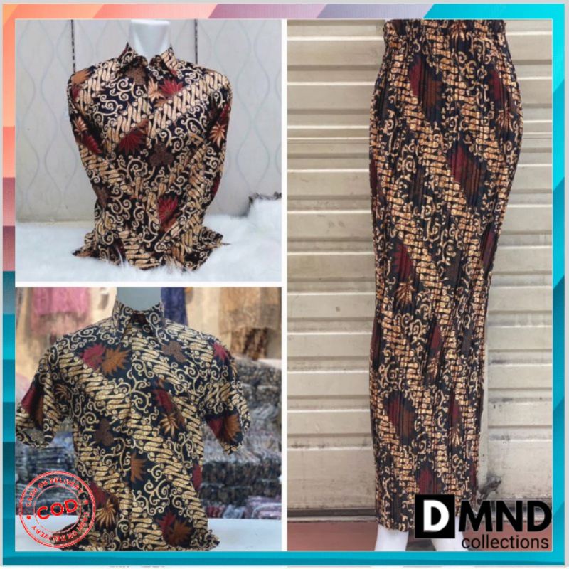 CAUPLE KEMEJA PJ &amp; PDK/CAUPLE ROK PRISKET MOTIF BATIK