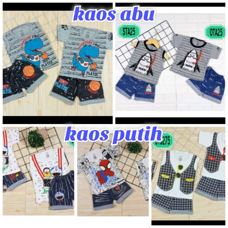 Arno Kids Baju Bayi Setelan Kaos Pendek atau Kutung Dan Celana SNI Usia 3 sd 12 Bulan