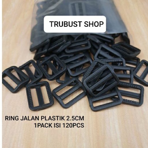 Ring jalan tas plastik pp 2.5cm hitam jual/pack isi 120pcs