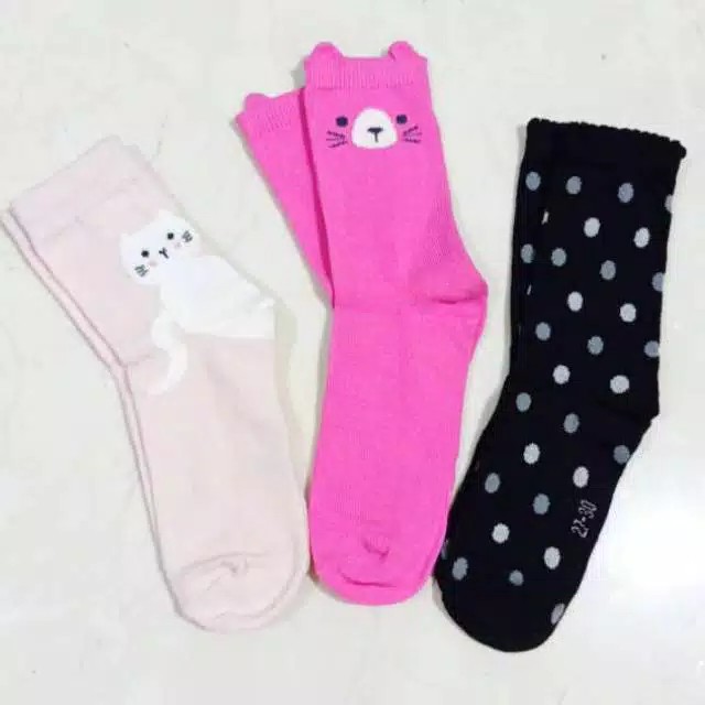 KAOS KAKI ANAK TK PEREMPUAN MOTIF LUCU KARAKTER KARTUN BAHAN KATUN HALUS