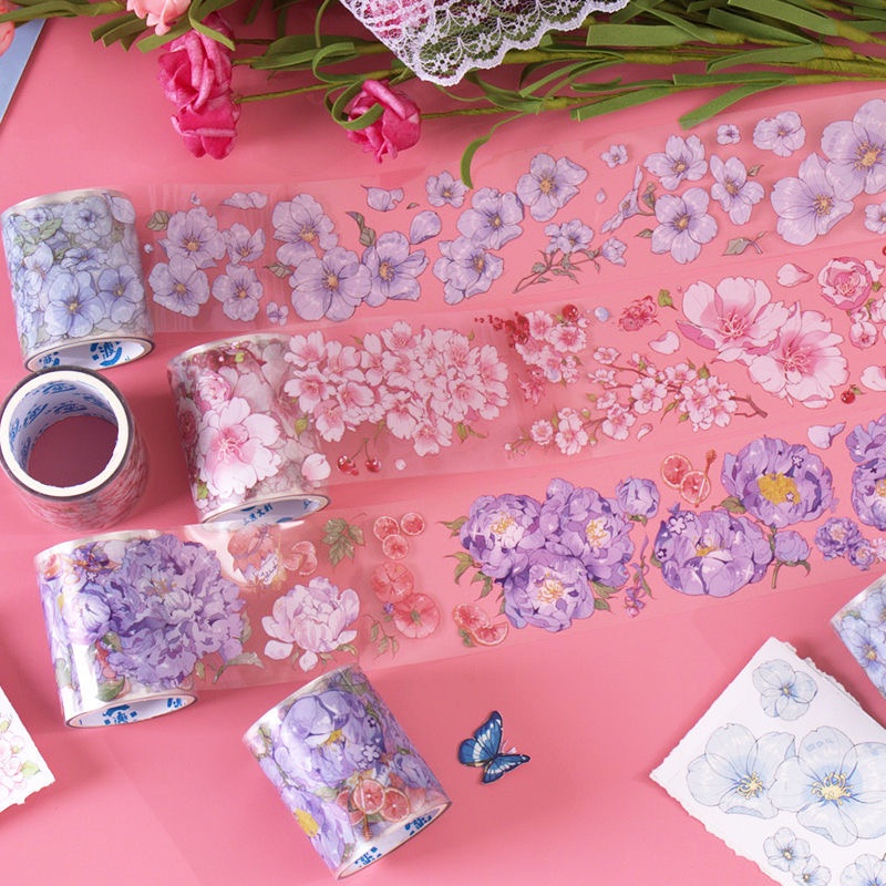

(Kiricart) PET tape 2 Meter flower Tahan Air Decorative Scrapbook Journa DIY