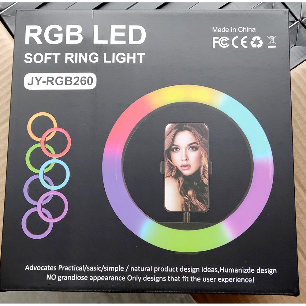 TaffSTUDIO Lampu Halo RGB Ring Light LED Kamera 10 Inch with Smartphone Holder - JY-RGB260 - White