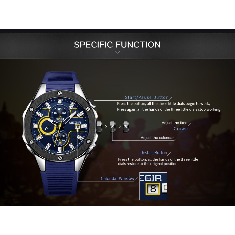 Limited   Jam Tangan Pria 2018   Megir 2053   Sport Watch   Strap Silikon   Fidget Spinner