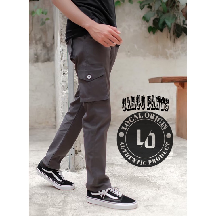 CELANA CARGO PANJANG PRIA SLIMFIT ABU / GREY - CARGO PANTS PREMIUM HIGH QUALITY - CELANA GUNUNG PDL - KARGO KATUN