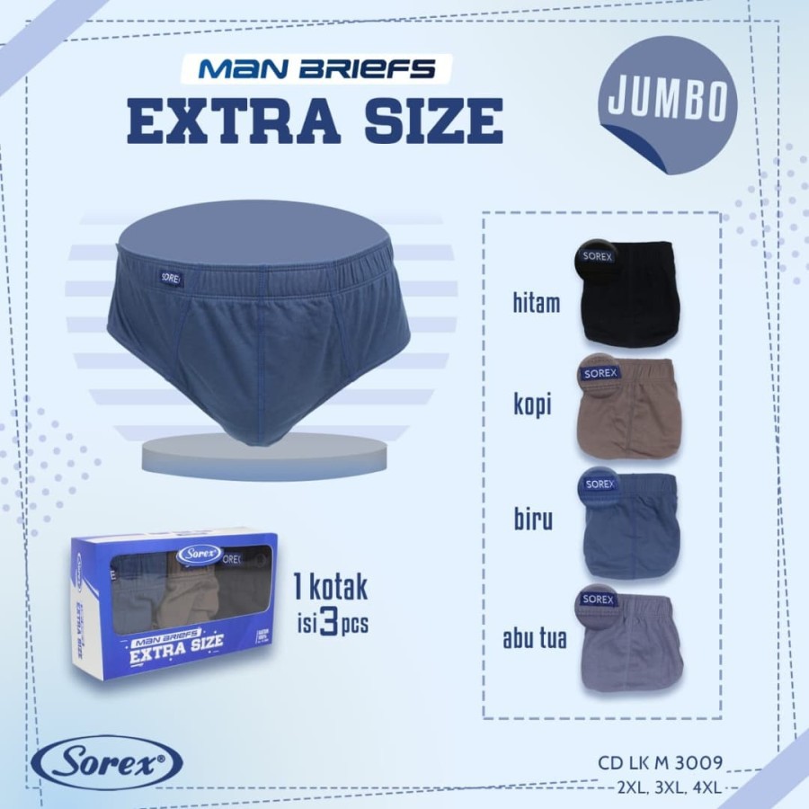 Celana Dalam Pria Segitiga Extra Size Jumbo Sorex M 3009 2XL 3XL 4XL