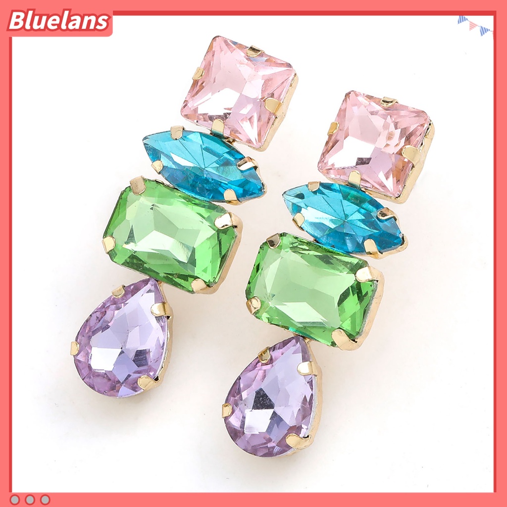 1 Pasang Anting Stud Berlian Imitasi Bentuk Water Drop Untuk Wanita