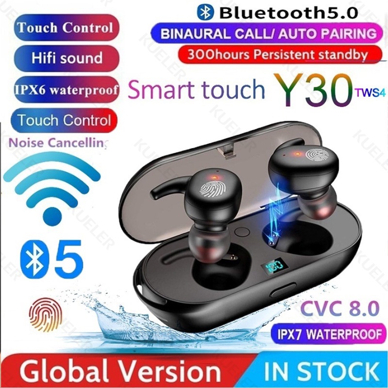 Y30 TWS Earphone Bluetooth 5.0 with Mic Touch HiFi Stereo Headset Bluetooth Olahraga Tahan Air Henset Bloetooth Headset Gaming Wireless Earphone Earbuds