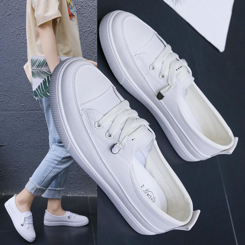 COD SD 3103 Sepatu Sneakers Kanvas Wanita Import casual Sport Putih Tali-White