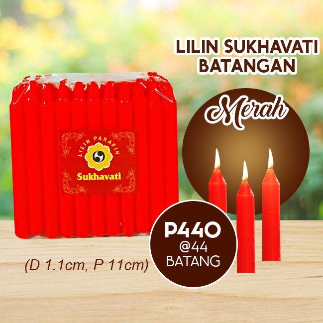 Lilin Batang Sembahyang Sukhavati P440 Merah