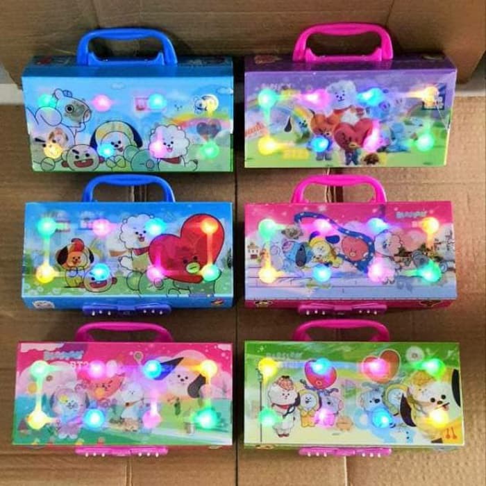 +FREE BUBLE WRAP TEMPAT KOTAK PENSIL KODE 3D LAMPU LED 3 susun 3 MODE NYALA-2