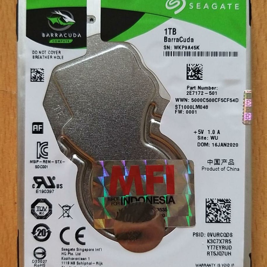 Seagate Barracuda Harddisk 1TB 2,5inch Internal SATA Slim