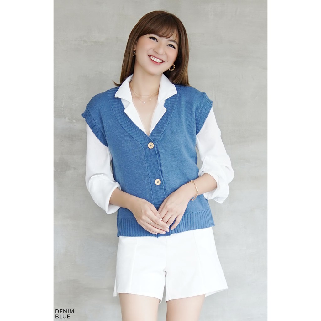 Button Knit Vest Atasan Wanita