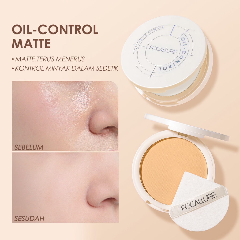 Focallure Natural Oil-Control Powder Waterproof Compact Powder Stay-Matte Powder Up To 12 Hours FA236