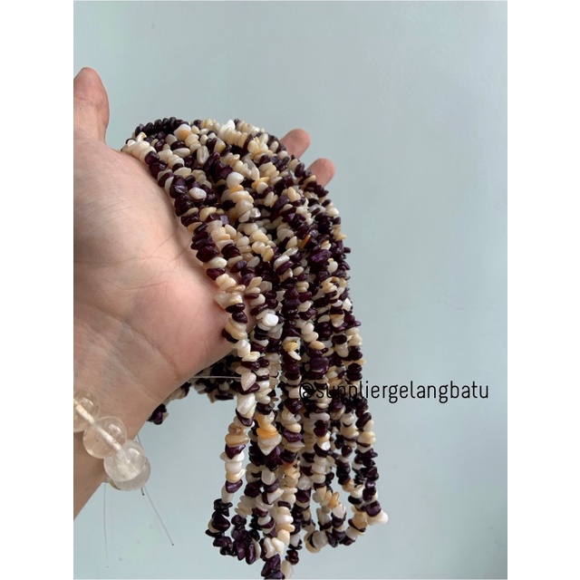 kerikil Batu alam mix white purple pearl 1cm manik aksesori craft glos