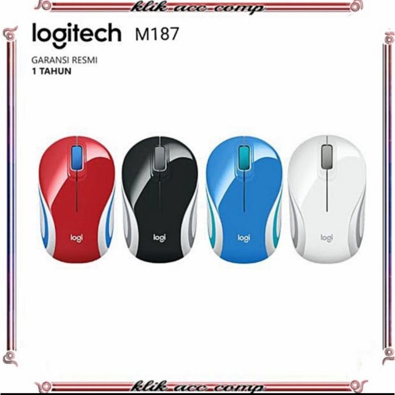 Logitech Mouse Wireless M187 Hitam - Wireless Mouse m 187 Black